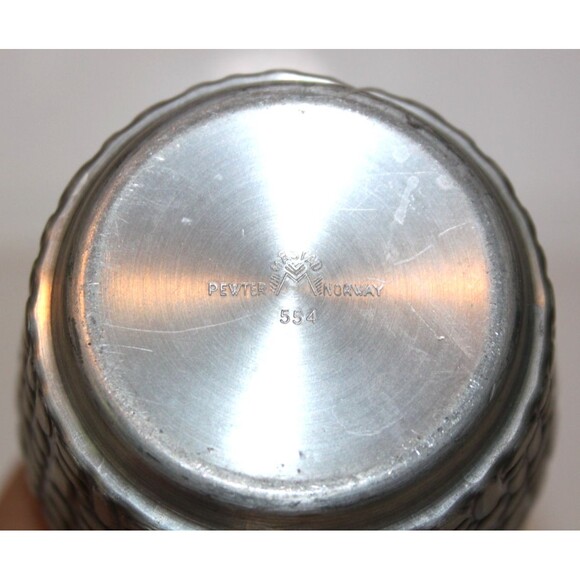 Vintage Mastad 554 Pewter Vase Norway Geometric Pebble Pattern Scandinavian Art - Picture 5 of 7